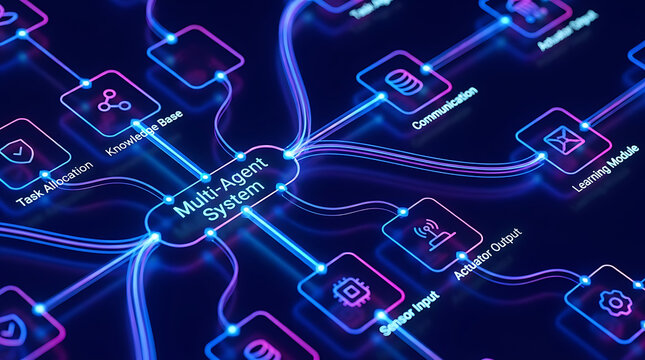Artificial Intelligence Network System with Futuristic Data Connections and Digital Technology Interface