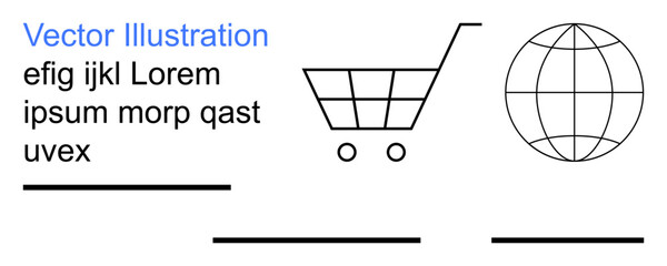 E-commerce, global trade, retail, online shopping, digital transactions, global outreach. Shopping cart and globe icon. E-commerce and global trade concept © robu_s