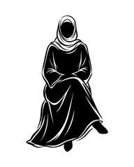 Naklejka premium Silhouette of a Muslim Woman in Hijab and Abaya