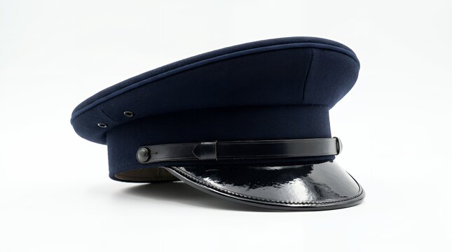 Dark blue peaked cap with patent leather brim