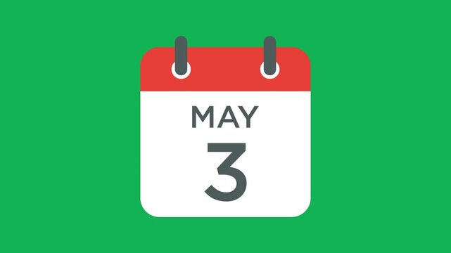May 3 calendar icon vector