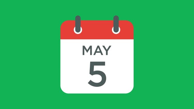 May 5 calendar icon vector