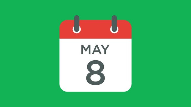 May 8 calendar icon vector