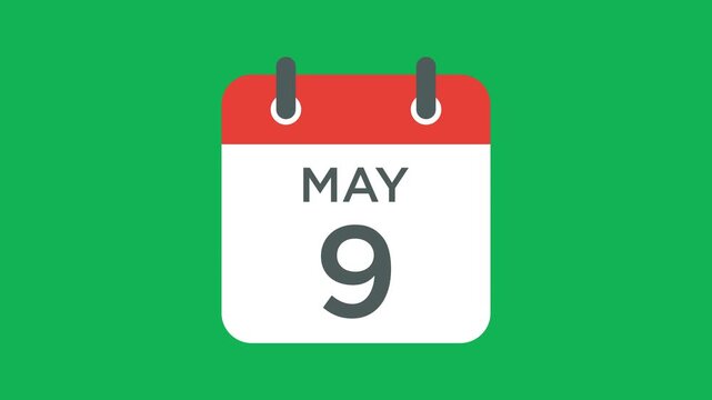 May 9 calendar icon vector