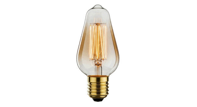 Minimal black silhouette icon, simple flat vector, bold black shape, no, no shading vintage edison style light bulb with amber glass on a, flat icon style
