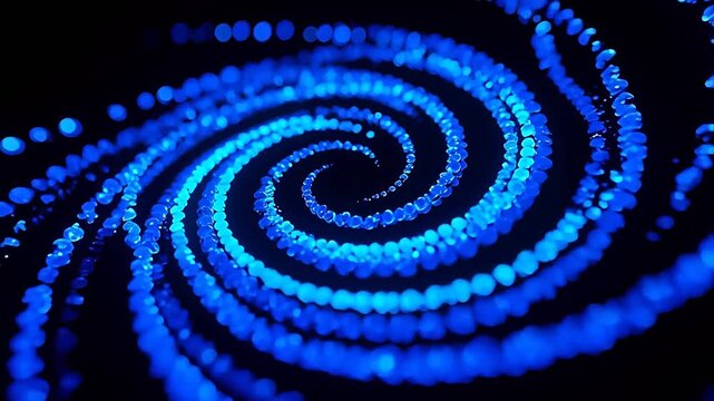 Blue light spiral on black background