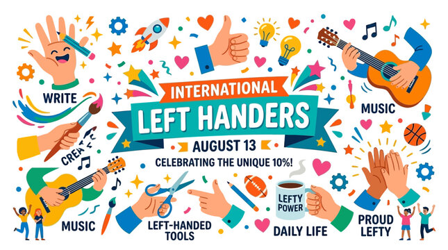 International Left Handers Day August 13th Celebration