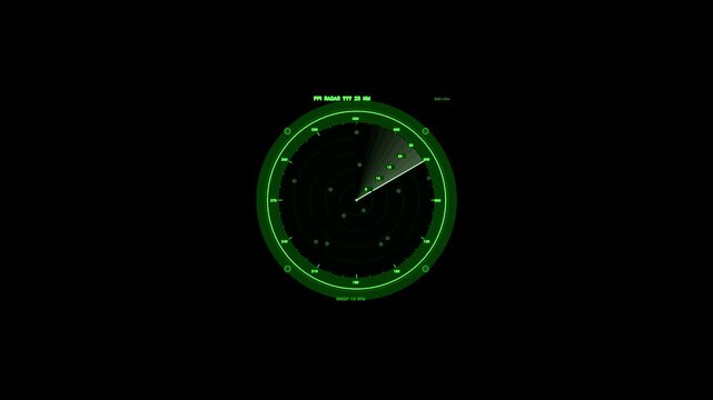 Lime Green PPI Radar Scanner Motion Background Loop