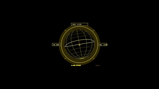 Amber 3-Axis Attitude Indicator HUD Motion Background Loop