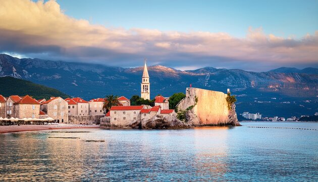 view of the old city of budva travel destination in montenegro