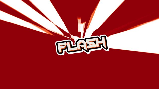 Explosive Flash: A dynamic visual of FLASH text bursts forth amidst radiating lines, capturing the intense energy of a sudden burst or illumination.