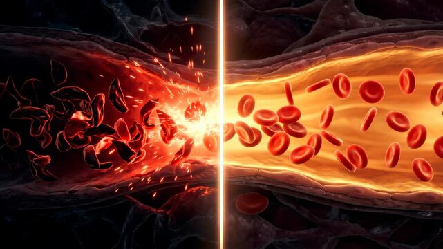 Blood Cells Flowing Through Artery