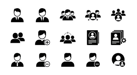 Obraz premium Various people icons are shown in a grid on a white background