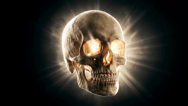 Human Skull With Light Rays