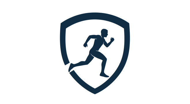 Running Man Silhouette Inside Shield Icon