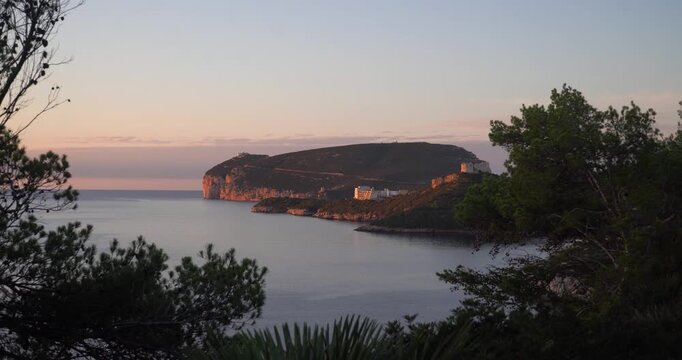The Capo Caccia, a striking limestone cliff in the northwest of Sardinia, Italy, near the city of Alghero.