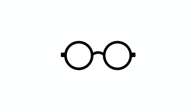 Glasses, Eyeglasses, Round Spectacles, Black Frames, Vector Icon