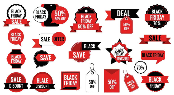 Black Friday Sale Discount Labels and Tags Collection
