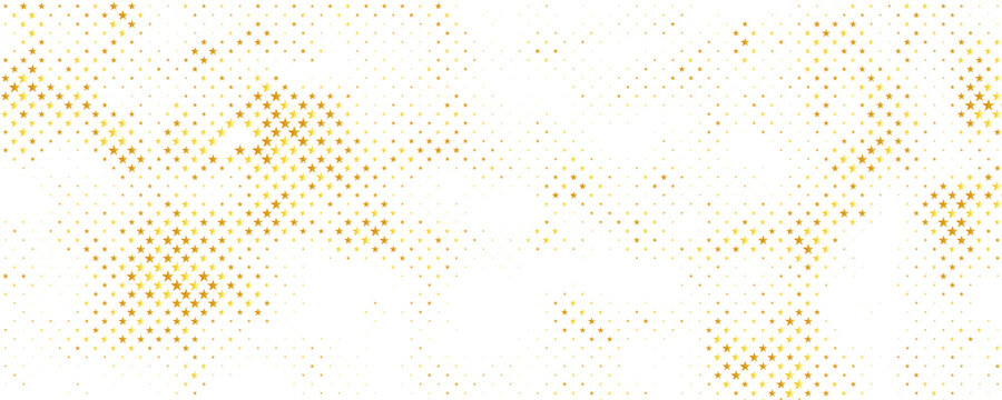 Gold stars falling down confetti background. Abstract glitter pattern, shiny sparkles border. Vector texture for Christmas, New Year or birthday party