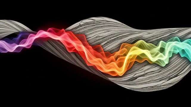 Abstract sound waves in blue and red flowing over textured surface