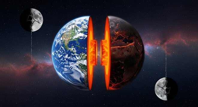 Earth cross section illustration