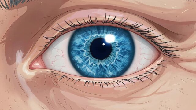 Vivid Blue Eye: A close-up view of a captivating blue eye, radiating depth and emotion, drawing viewers into its mesmerizing gaze.