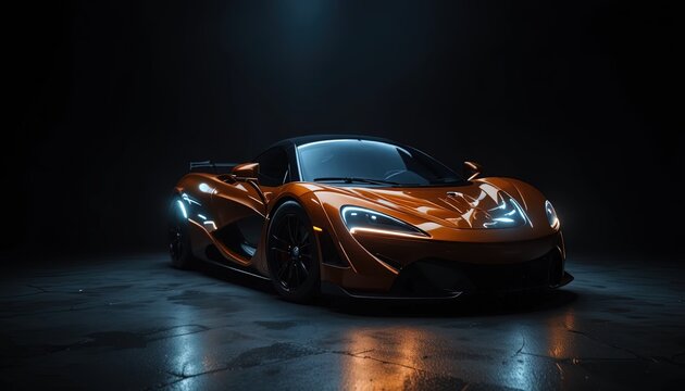 Sleek Copper Supercar in Dark Studio: A Modern Automotive Masterpiece of High Performance and Luxurious Design