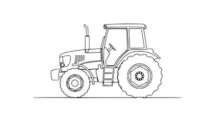 Line Art Tractor Illustration - Agricultural Vehicle Drawing © Wesi