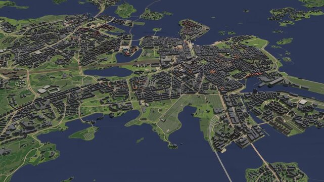 3D looped animation of city - Helsinki Finland