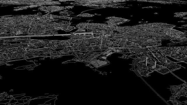 3D looped animation of city - Helsinki Finland
