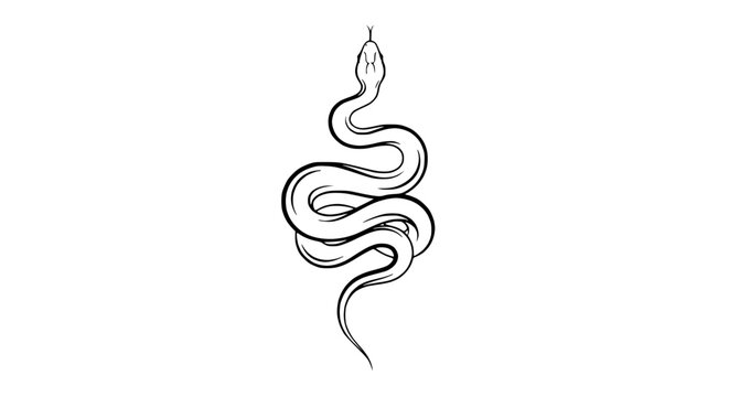 Elegant Snake Silhouette Drawing, Minimalist Serpent Illustration