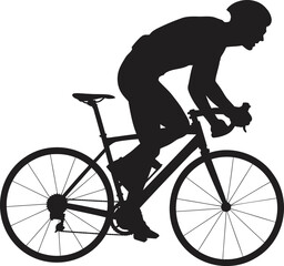 Fototapeta premium Black silhouette of a cyclist riding a racing road bike isolated on a white background for sports fitness and active lifestyle work
