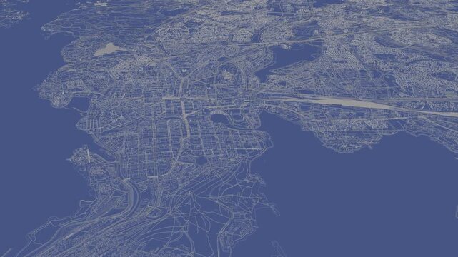 3D looped animation of city - Tampere Finland