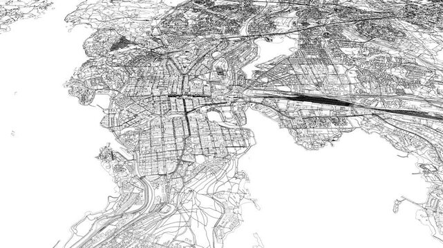 3D looped animation of city - Tampere Finland