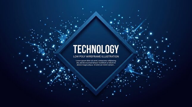 Futuristic Digital Technology Background with Glowing Particles and Frame