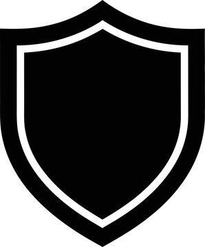 Black Shield Icon With White Outline.