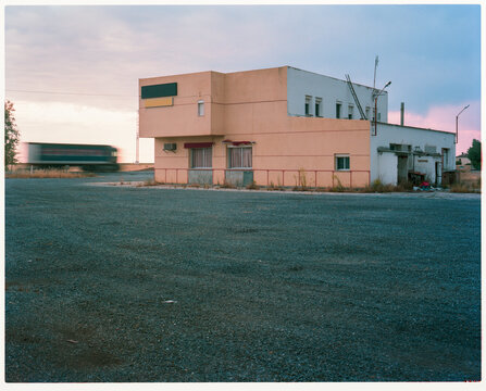 Abandoned road restaurant close to highway
