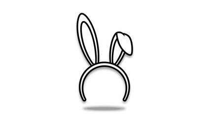Obraz premium Bunny Ears Headband, Black Outline, Vector Illustration, Easter Accessory, Party Prop