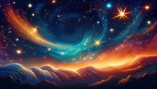 celestial dance a symphony of shooting stars and cosmic waves