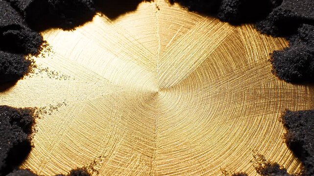 Dark Kinetic Sand Pulling Apart on Gold Texture