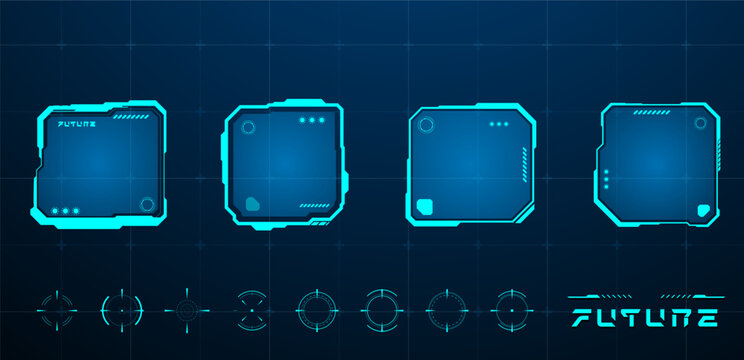 Futuristic blue text box touch screen of user interface. Vector illustration
