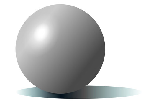 Realistic 3D grey sphere mockup. Volumetric vector ball geometric shape with gradient, shadow and highlight. Blank design element isolated on white background.