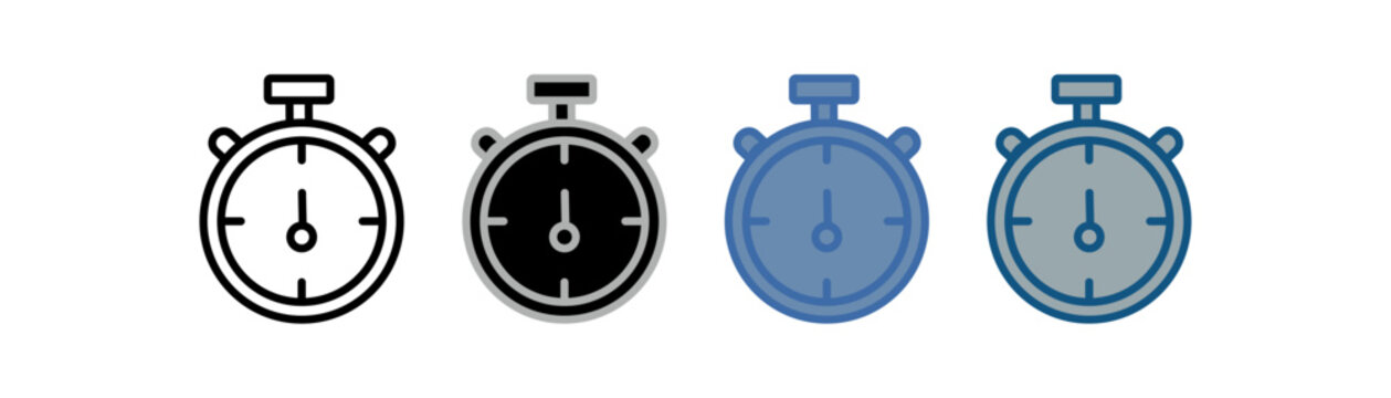 
stopwatch icon set multiple style collection with time design