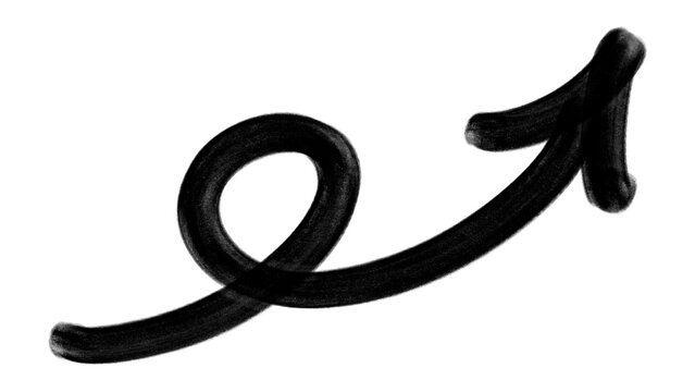 Looping black arrow pointing up in hand drawn marker style. Creative urban motion doodle for modern streetwear and graphic design.
