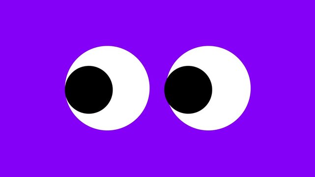 Cartoon eyes sign animation on blue background, sneer eye blinking moving sideways animated, Eye 2d Animation with alpha channel. cartoon big eyes blinking 4k video...