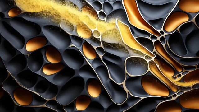 Colorful shapes and patterns are formed as paint flows and mixes on a surface. Artists experiment with techniques and colors to create unique designs.