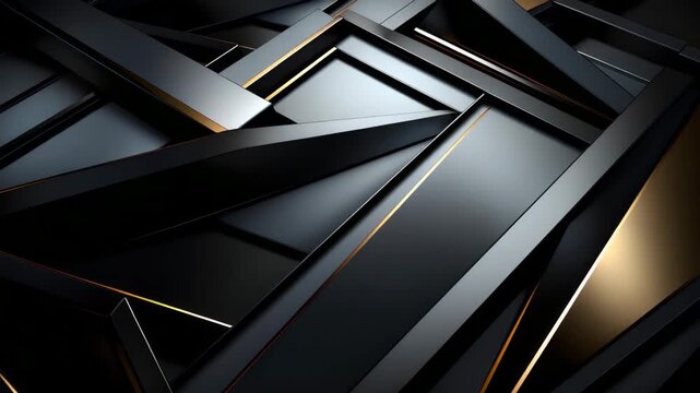 Black and gold shapes are arranged in a complex pattern. The light comes from above, creating interesting shadows and highlights across the surface.