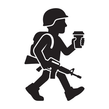 Black silhouette of a person running with a briefcase, style minimalist monochrome