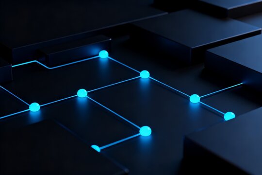 Abstract glowing blue circuit pattern