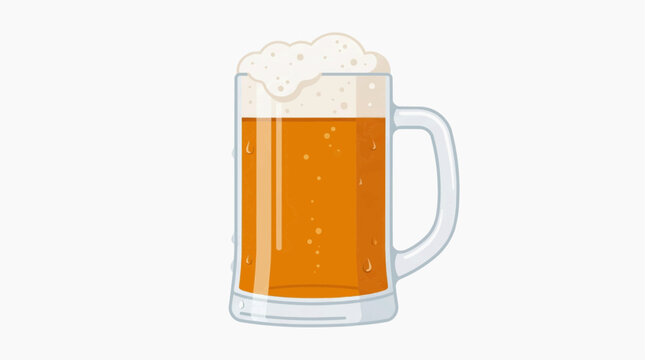 Fresh draft beer in glass mug, clean flat vector style, commercial isolated design